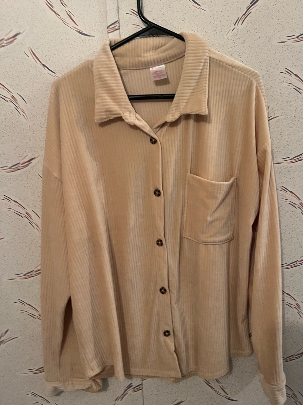 No Boundaries Tan Corduroy Button-Up Shirt
